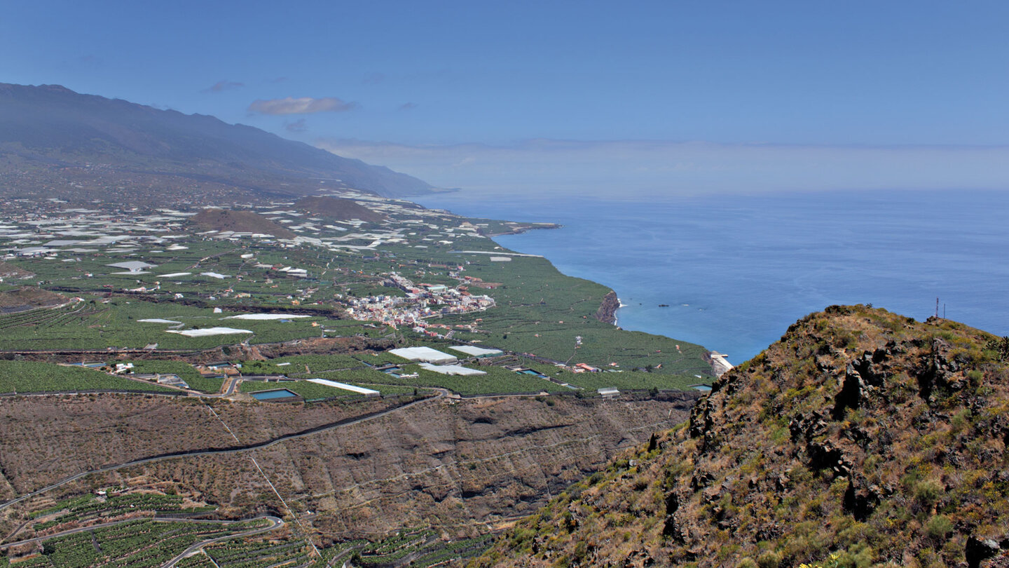 Blick vom Mirador del Time auf die Bananenplantagen im Valle de Aridane