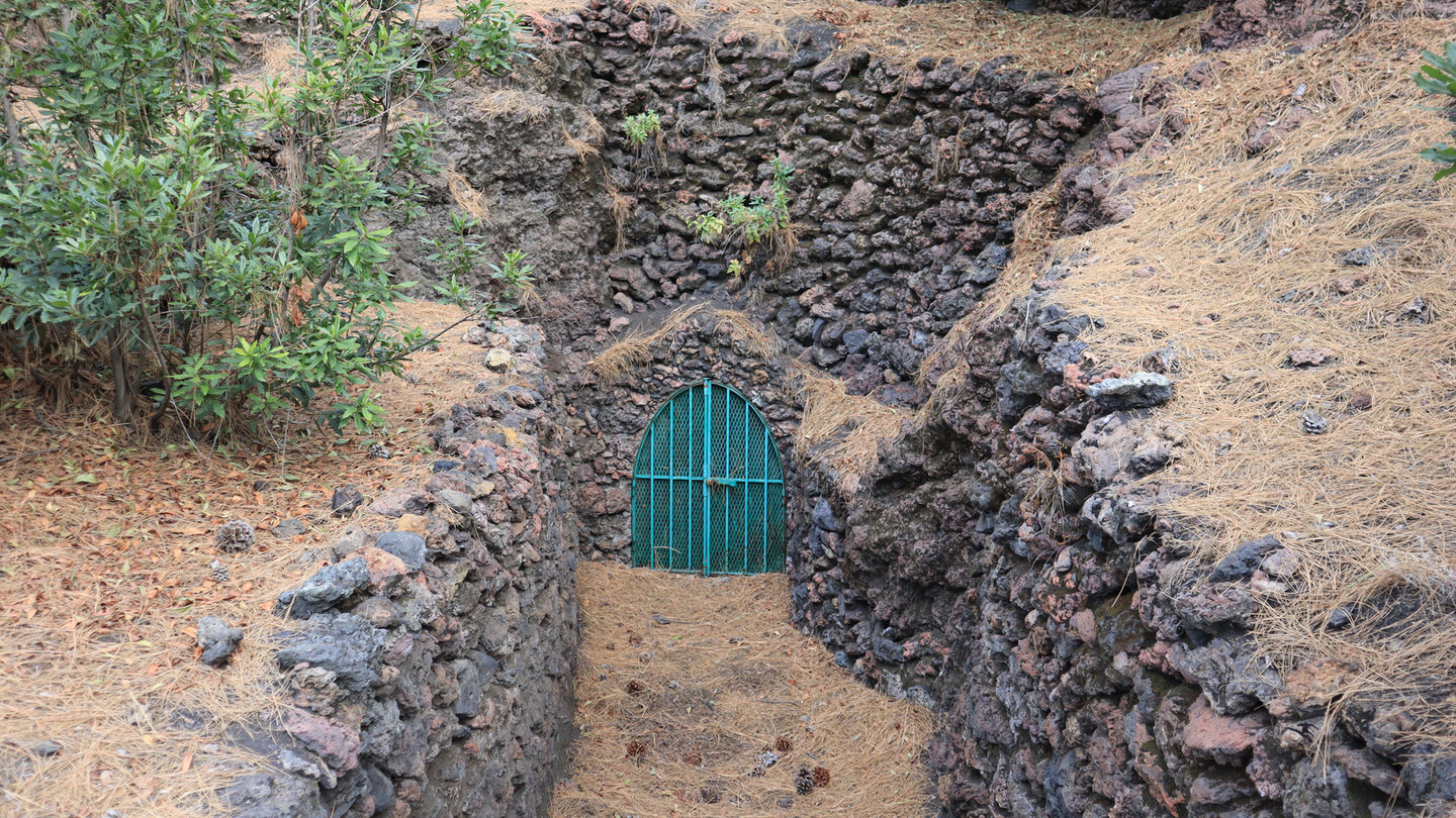 Wasserstollen der Fuente del Tión im Kiefernwaldgürtel der Cumbre Vieja