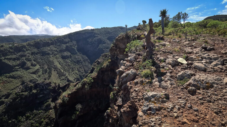 Blick vom Mirador La Calzada über die Schluchtenlandschaft des Nordwestens La Palmas