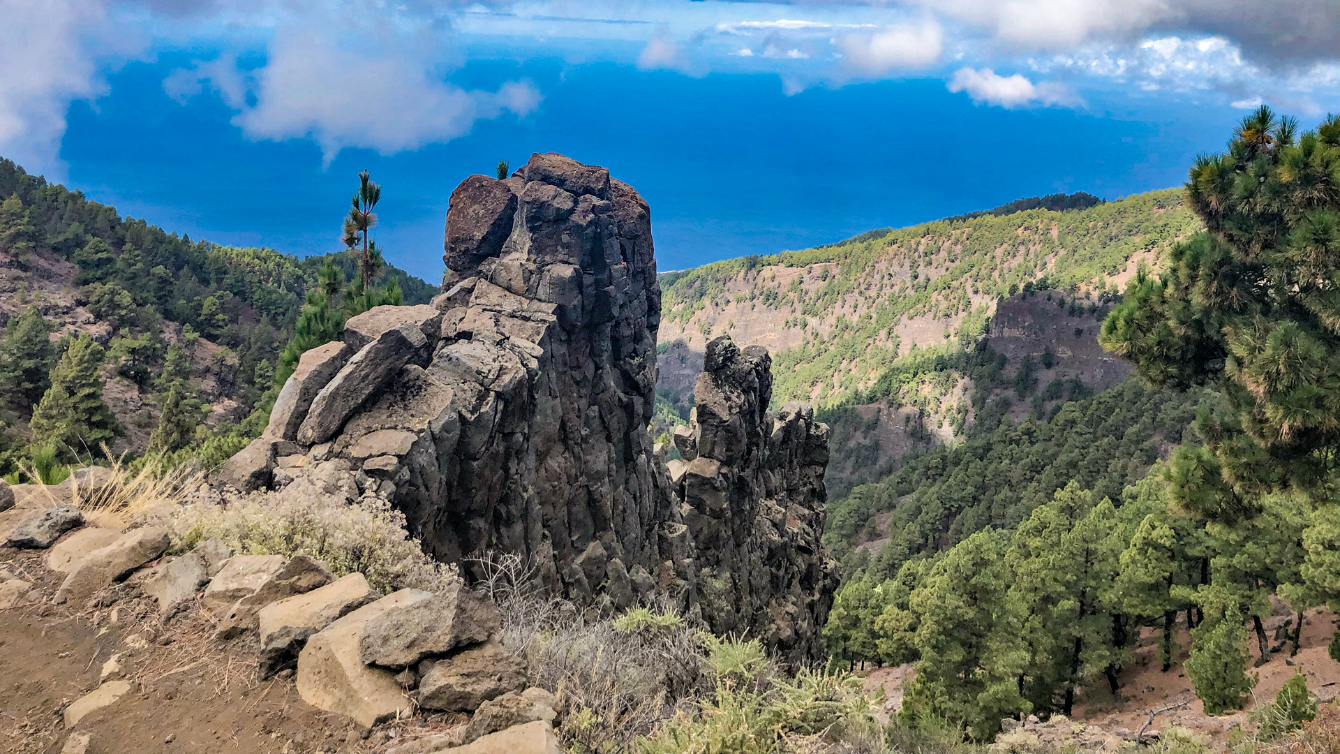 Steiler Abstieg, Route Roque de los Muchachos – Mirador del Time