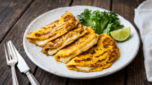 Cachapa: Dick und golden, der Maispfannkuchen trifft auf Queso Palmero.