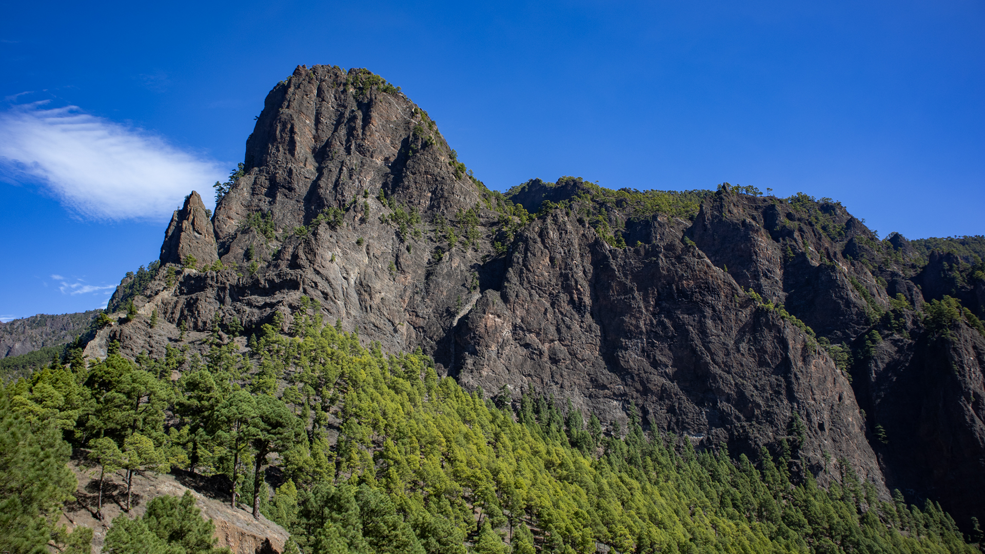Roques de Cumbrecita – markante Basaltfelsen am Rand der Caldera de Taburiente