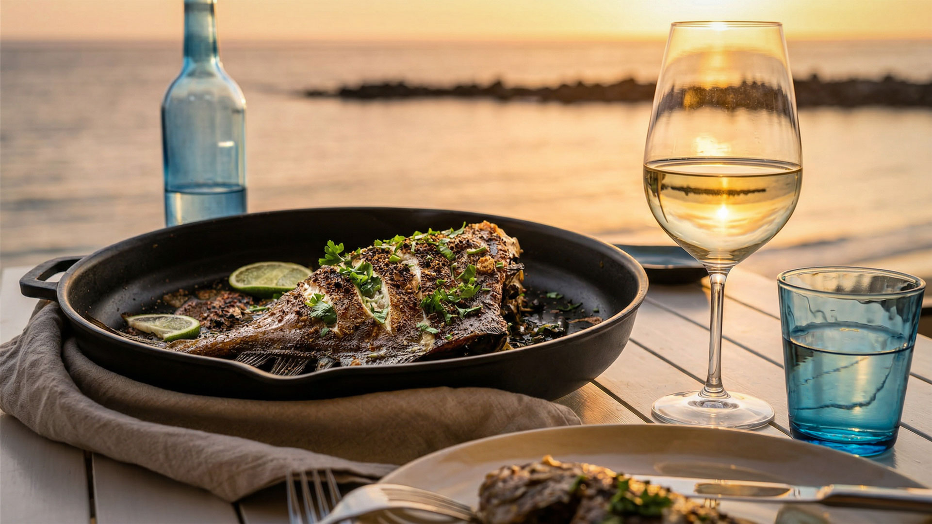 Abendessen in Los Cancajos: frischer Atlantikfisch, serviert mit Blick aufs Meer