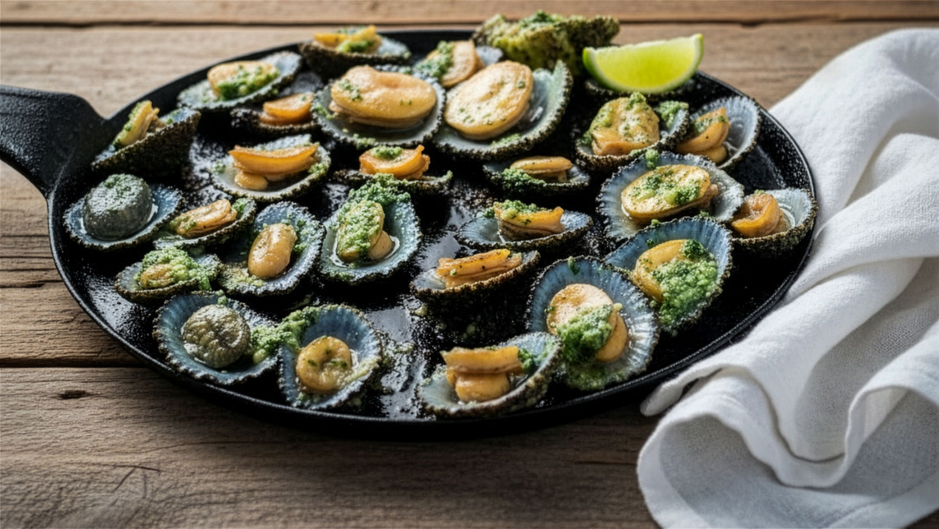 lapas a la plancha con mojo verde