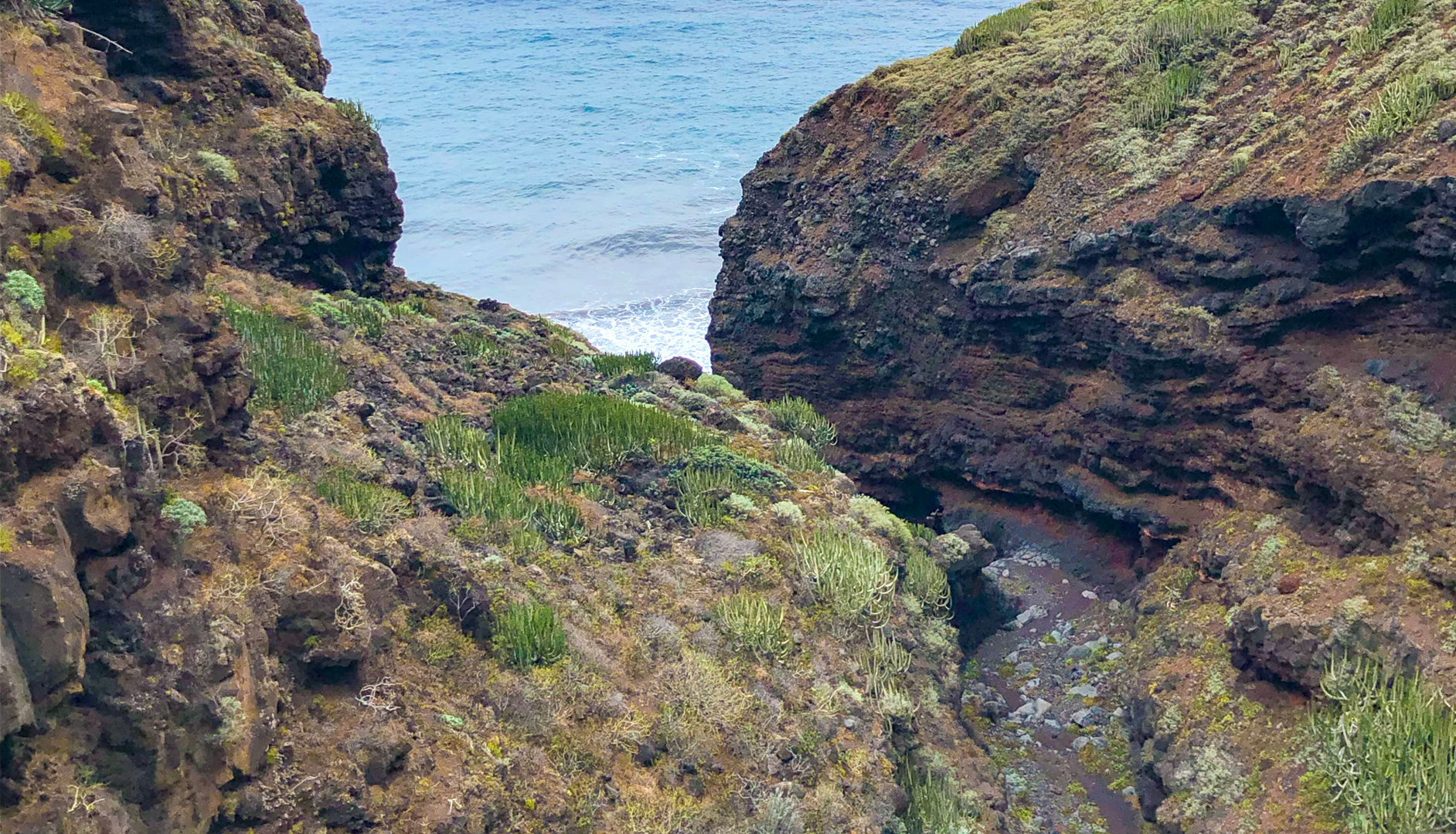 Mündung des Barranco Fagundo – wo die tiefste Nordschlucht La Palmas auf den Atlantik trifft.