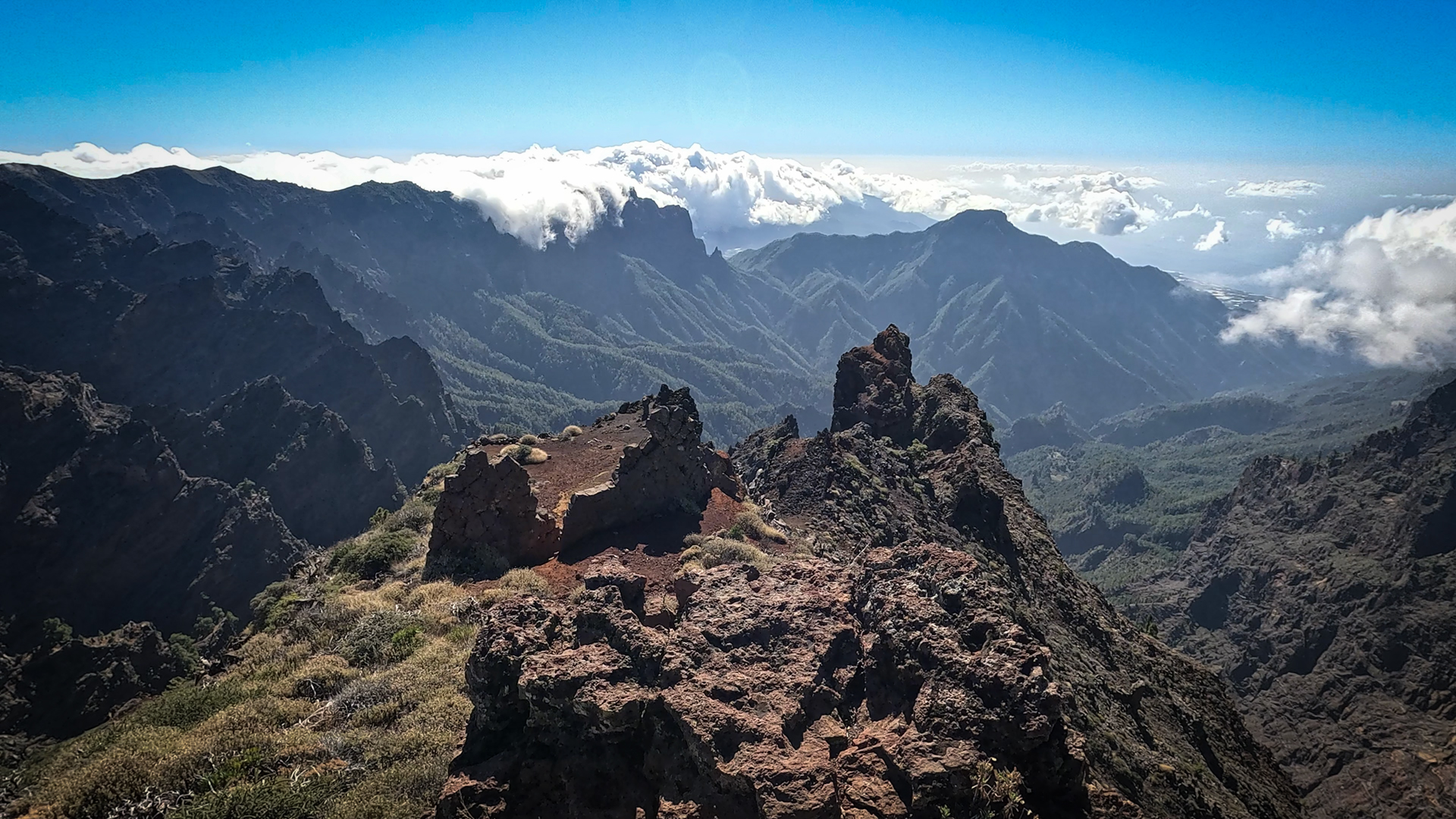Panorama vom GR-131 am Roque de Los Muchachos