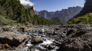 Playa de Taburiente – Kiesbank am Río Taburiente im Herzen des Nationalparks La Palma.