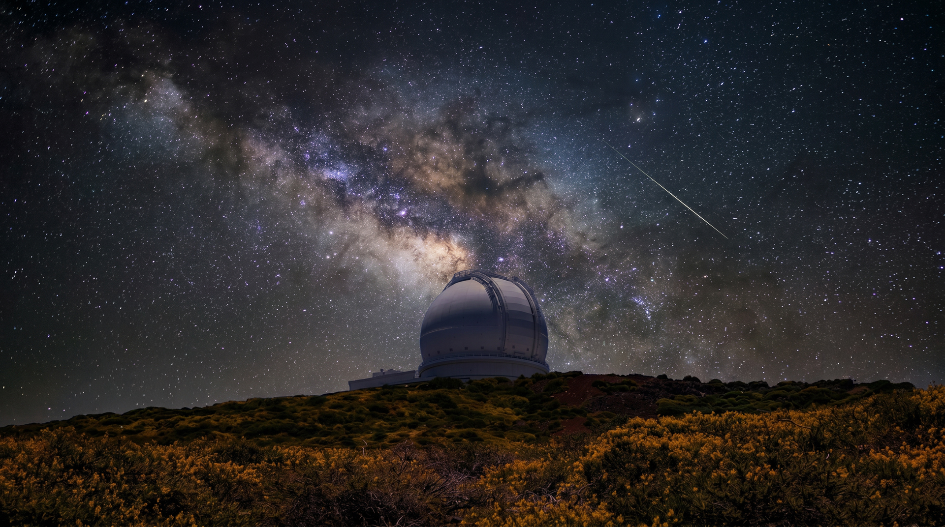 Das Observatorio del Roque de los Muchachos unter dem Sternenhimmel La Palmas 