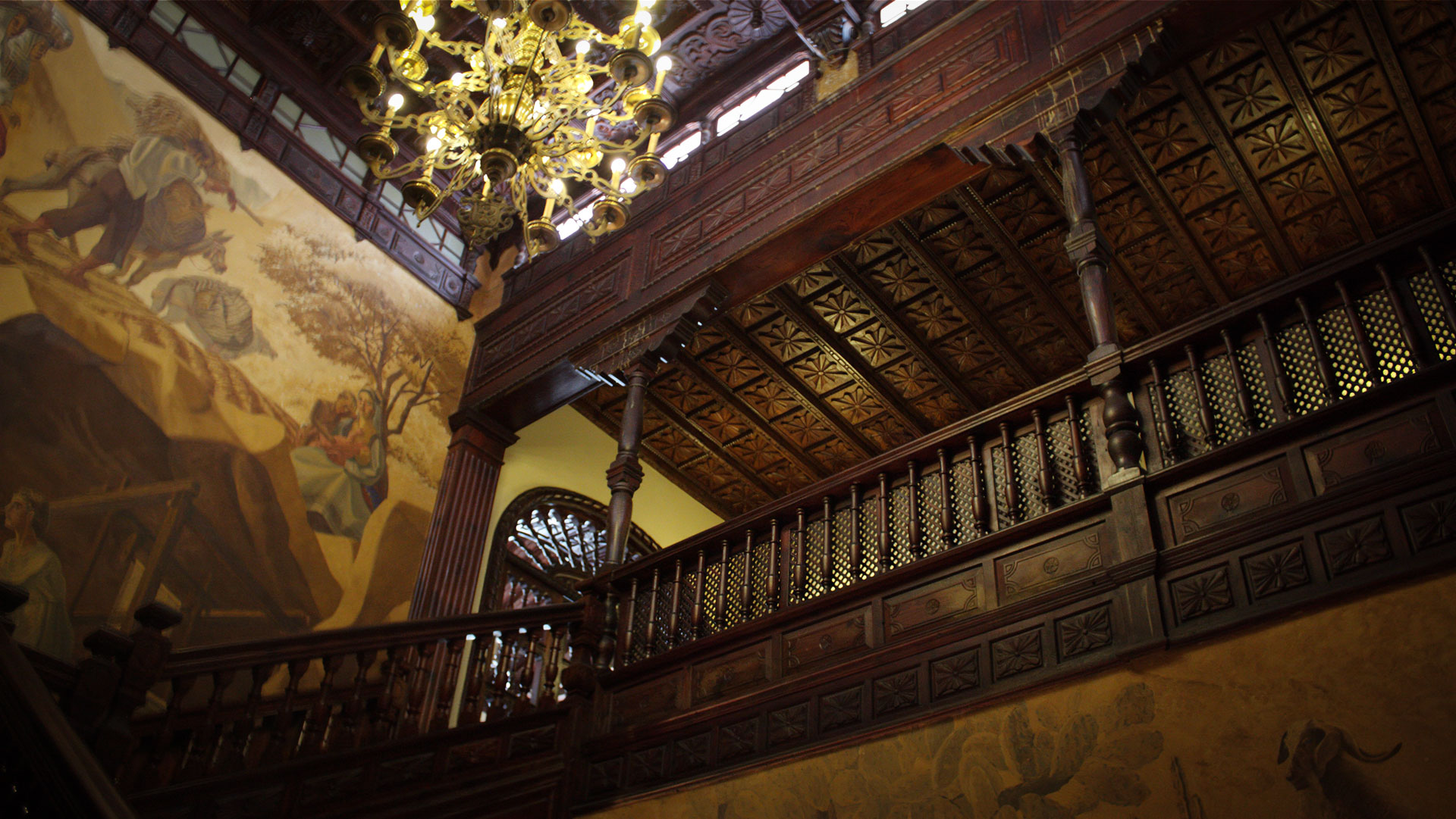 Kassettendecken und Wandfresken im Rathaus von Santa Cruz de La Palma.